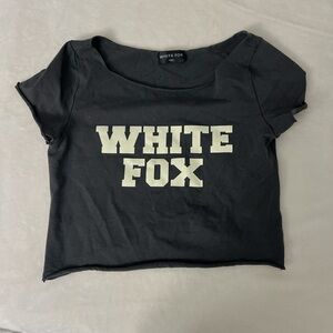 WHITE FOX dark grey off the shoulder crop top